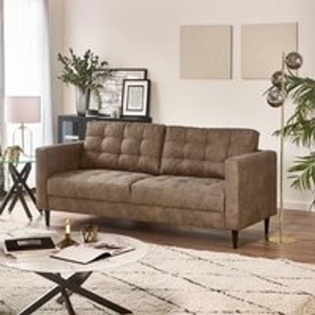 Furnitureboxuk Jade Brown Faux Leather 3 Seater Sofa - One Size