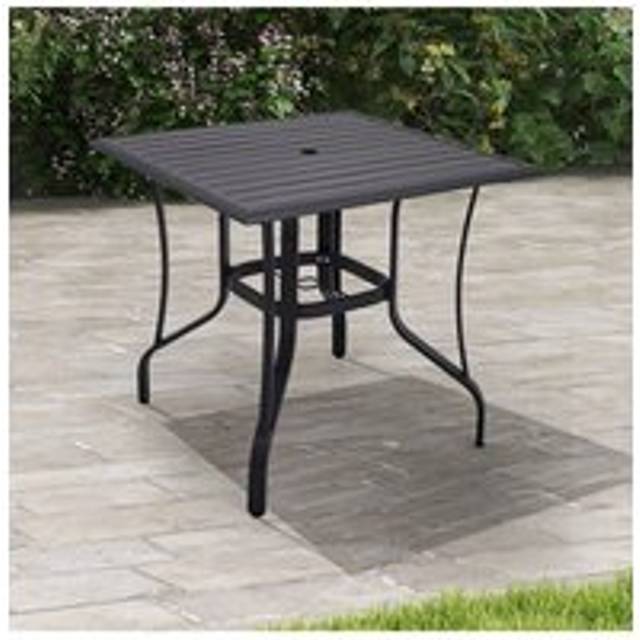 Square Garden Metal Slatted Coffee Table - Black - One Size