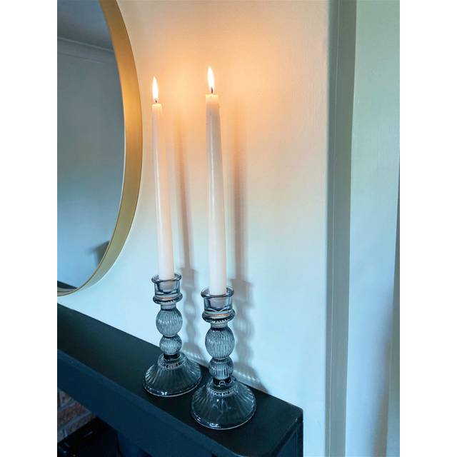 Pair of Glass Taper Candle Holders Black