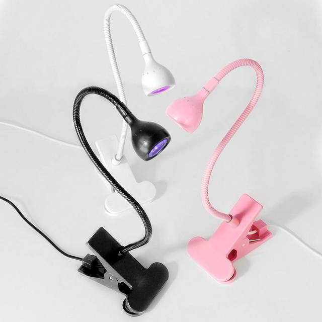 SHEIN LED UV Lamp For Drying Gel Nail Polish Clip-On Flexible Desktop Mini USB Nail Lamp Portable Nail Dryer Nail Salon Tool 1pc Small Manicure Lamp, With C