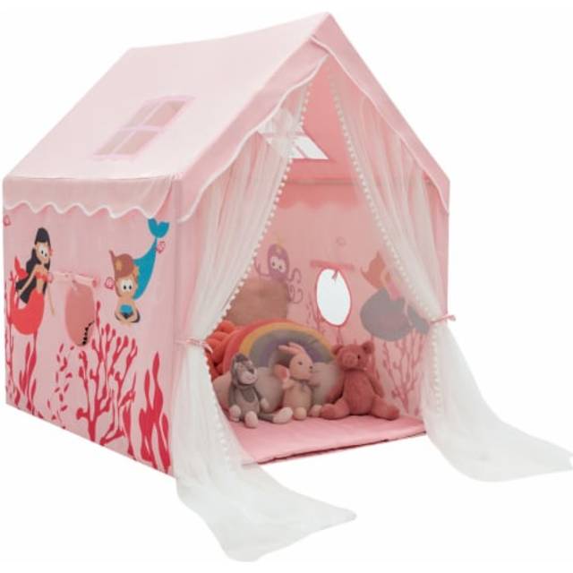 Indoor Playhouse Kids Play Tent Decorative Pattern Gift w/ Windows& Mat