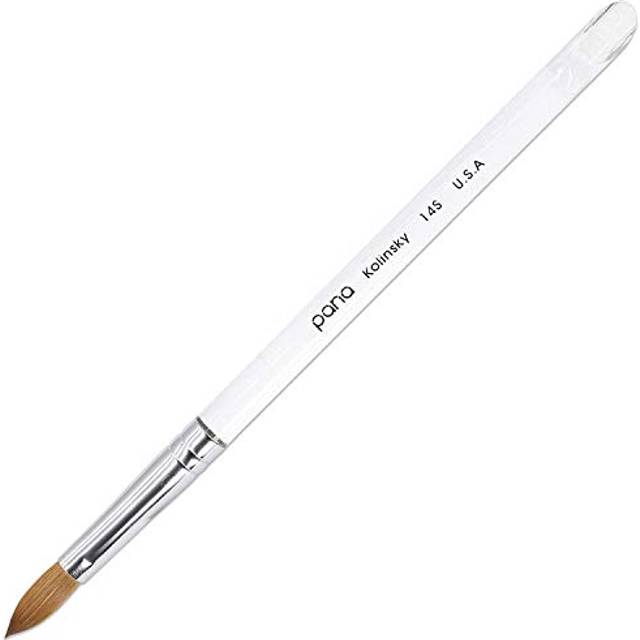 PANA Pure Kolinsky Hair Acrylic Nail Brush - Oval Crimped Clear Acrylic Handle (Size 14)