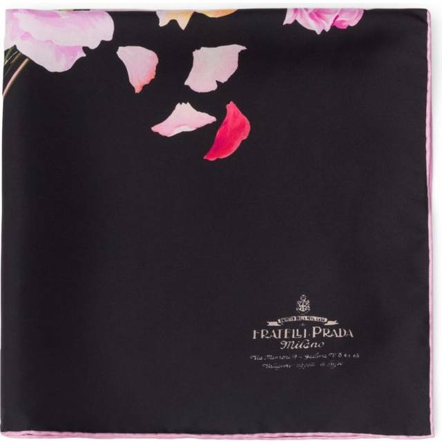 Prada Silk Floral Bouquet Scarf - Black - One size
