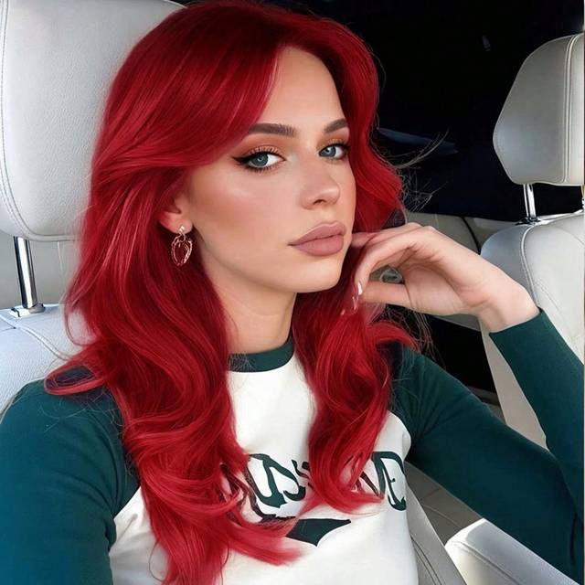 SHEIN 18 Inches Red Wig Women&#39;s Red Curly Wig With Bangs Red Wig For Women Halloween Cosplay Wig For Daily Use Synthetic Wigs