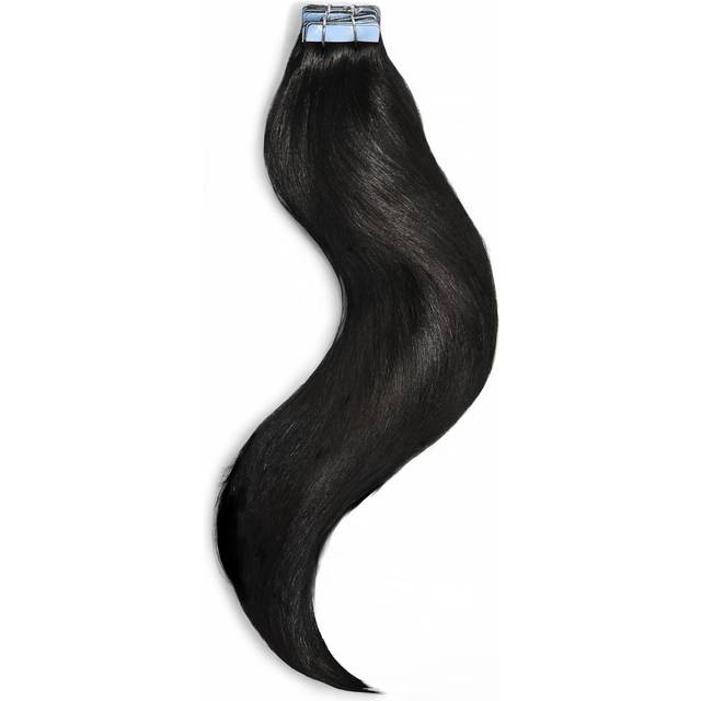 100g Tape In Hair Extensions - 100% Remy Human Hair In Shade Natural Off Black #1B, 14" (100g)