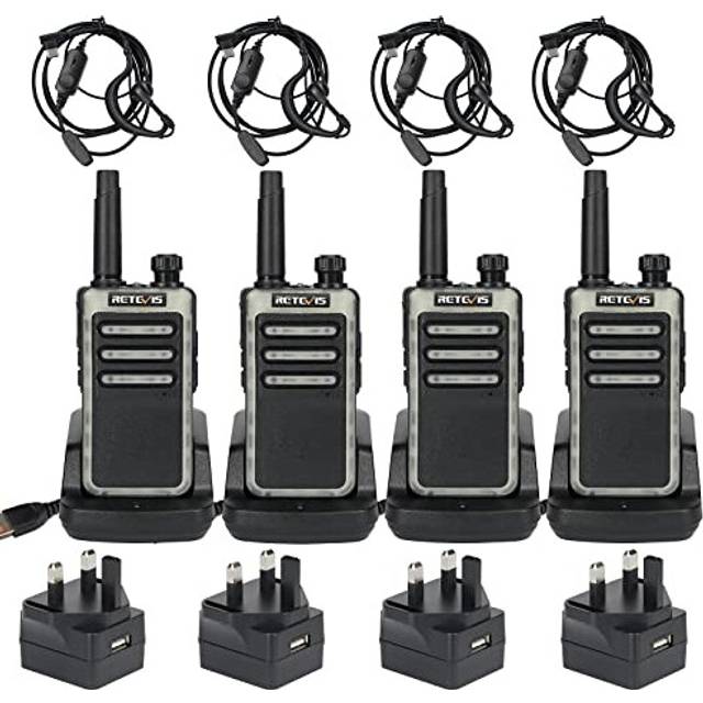 RB666 Walkie Talkie, PMR446 2 Way Radio Rechargeable with Earpieces, Fast Charging, VOX, Metal Back Clip, Squelch, Security Walkie Talkie Mini for