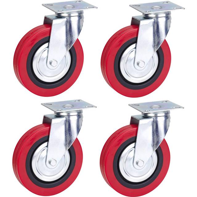 125mm Polyurethane Swivel Casters- Top Plate Fitting Heavy Duty PU Casters Wheels by Bulldog Castors - Max 500Kg Per Set