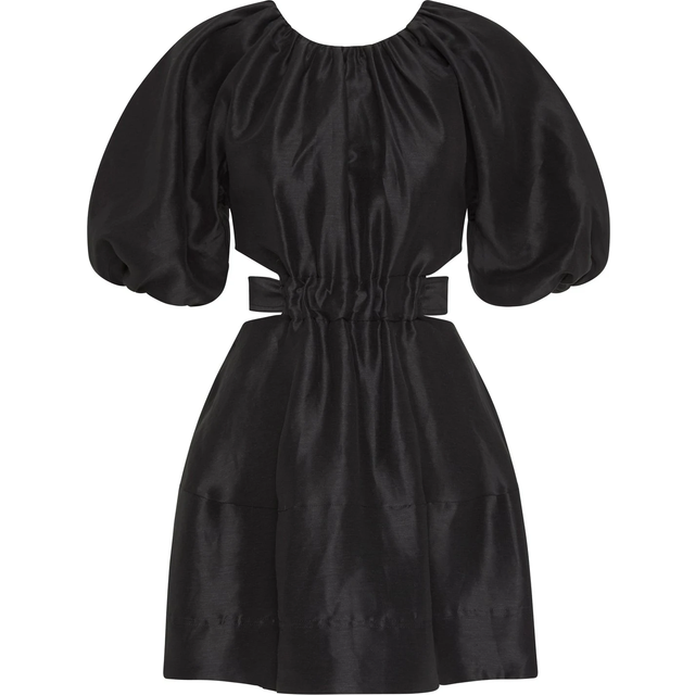 Aje - Mimosa Cutout Gathered Linen-blend Mini Dress - Black - UK 4