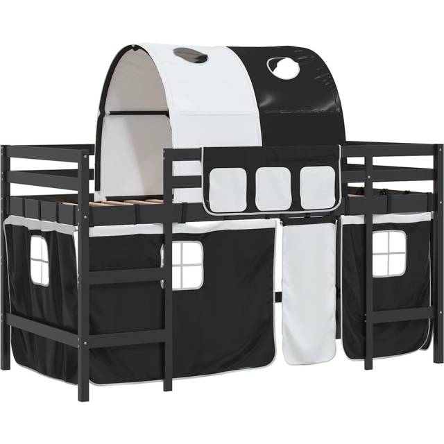 vidaXL Kids' Loft Bed with Tunnel without Mattress White&Black 80x200cm