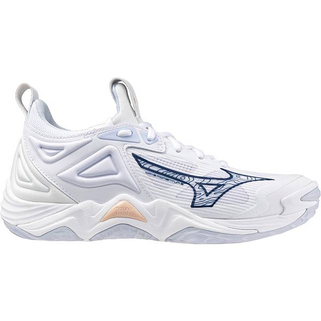 Mizuno Mujeres Wave Momentum 3 volleybollskor för kvinnor, vit/marinblå, 7, Vit marinblå, 7