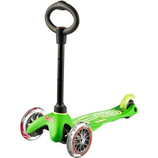 Micro Mini 3in1 Deluxe Green sparkcykel med tre hjul - med avtagbar sits och barnhandtag - grön
