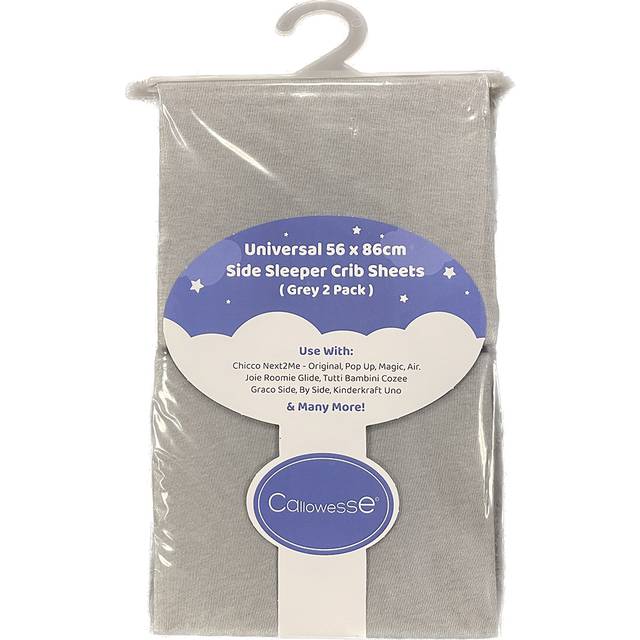Callowesse Bedside Crib 86 x 56cm Fitted Sheet - Grey - Pack of 2