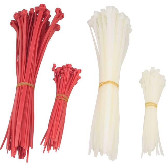 Deltaco buntband, 100mm & 200mm, 200-pack, röd/vit (BB-200)