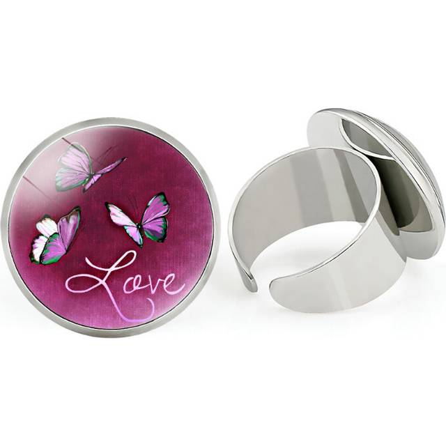 (02) Animal Unique Design Silver Adjustable Butterfly Ring For All Genders