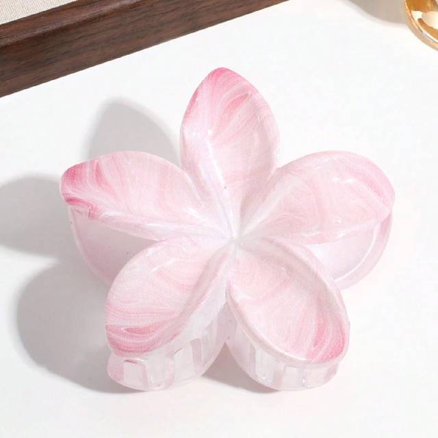SHEIN 1pc Elegant Lady Pink Lily Flower Print Hair Clip For Daily Wear,Flower Claw Valentine&#39;s Day Hair Clips Hair Jaw Clip Hair Clamps Hair Clutch Hair Cat