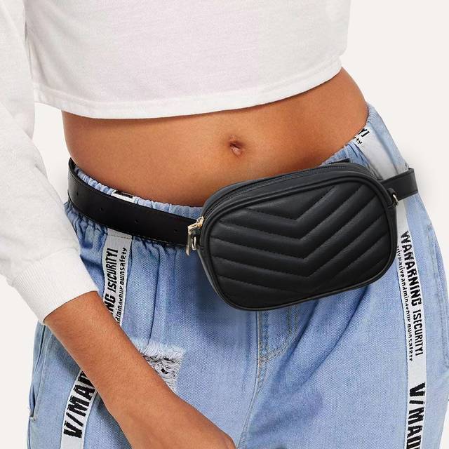 SHEIN Mini Chevron Quilted Belt Bag, Preppy Bum Bag For The First Day Of School, Western Purse For Women