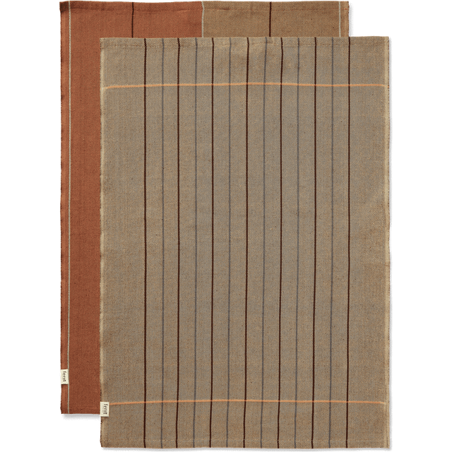 Ferm Living Ito kökshandduk 50x70 cm 2-pack Hazel-oat - Brun