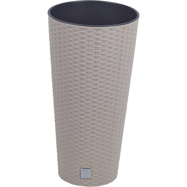 (Beige, 1) Round Elegant Tall Large Plant Pot Indoor Outdoor