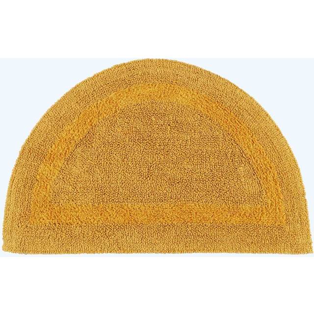Homescapes Luxury Reversible Mustard Yellow Semi-Circle Cotton Bath Mat, 50 x 80 cm, Machine Washable, Super Absorbent, Soft and Tufted, Eco Friendly