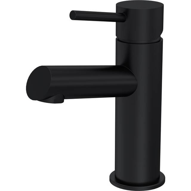 Round Mono Basin Mixer Tap & Push Button Waste - Matt Black - Balterley