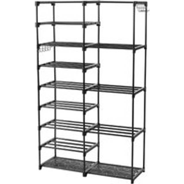 9-Tier Large Open-Style Shoe Rack - Black - One Size