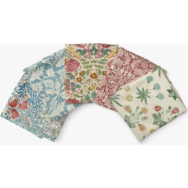 William Morris Indigo Flowers Fat Quarters, Pack of 5, Blue