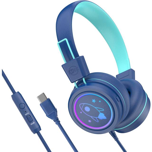 Headphones for Children with Multicolor LED Volume Limiter Lights,