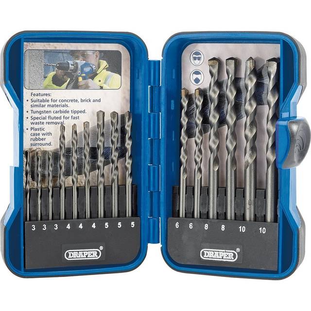 Masonry Drill Bit Set (15 Piece) - Tungsten Steel, Straight Shank - EBS15MAS