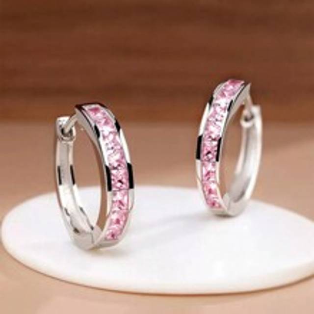 SHEIN 1 Pair Fashion Cubic Zirconia Hoop Earrings For Women For Wedding Anniversary Engagement Party Jewelry Valentine&#39;s Day Gift