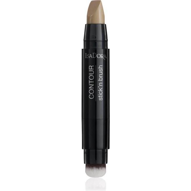 IsaDora Stick'n Brush – konturpinne med pensel – matt naturlig kontur – även på språng – konturpenna makeup – 2-i-1 creme konturstick och konturborste – beige neutral