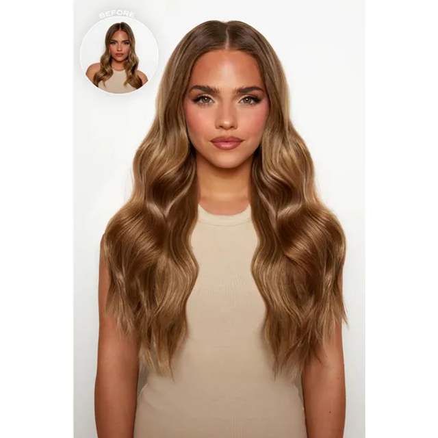 18” 1 Piece Hidden Halo Brushed Out Wave Hair Extensions - Bleach Blonde