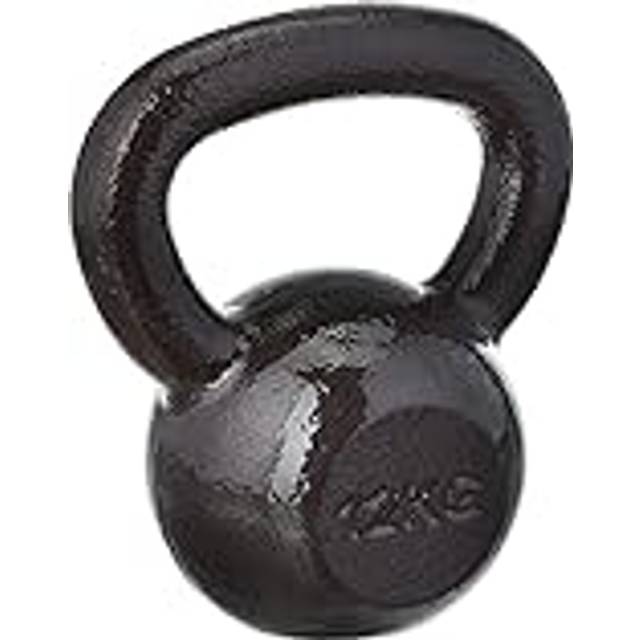 Amazon Basics Kettlebell i gjutjärn med strukturerad och målad yta, svart, 12 kg (26 lbs)