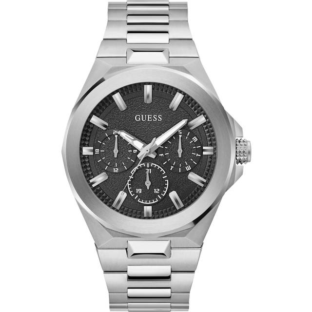 Guess Mens Dashboard Silver Black Dial Watch GW0798G1
