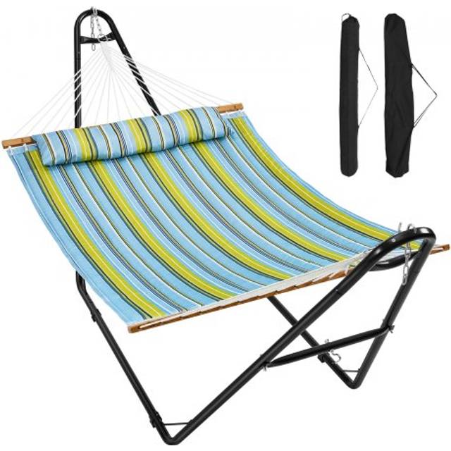 VEVOR H&#xE4;ngematte f&#xFC;r 2 Personen, 200 kg Tragf&#xE4;higkeit, Doppelh&#xE4;ngematte mit tragbarem Stahlst&#xE4;nder, Tragetasche und Kissen, freistehende H&#xE4;ngematte f&#xFC;r den Au&#xDF;enbereich, Terrasse, Garten, Strand