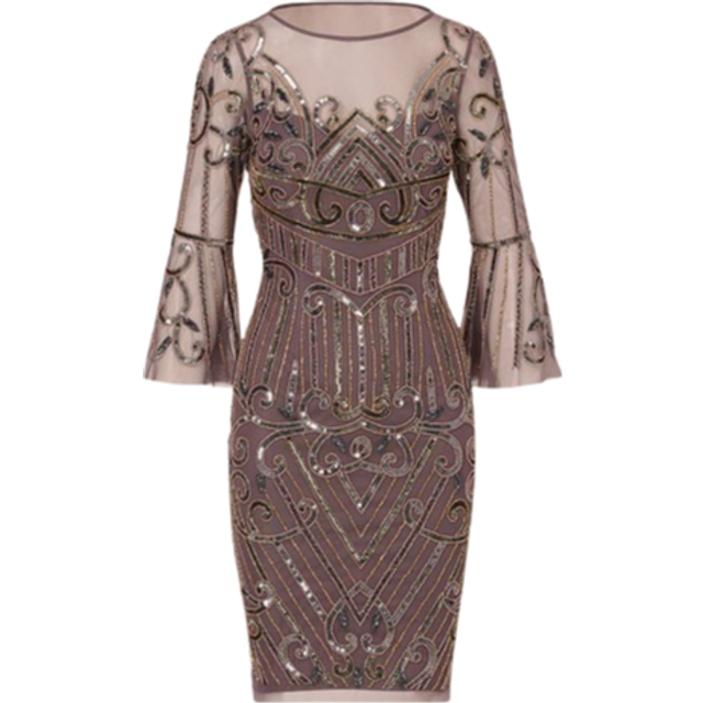 Adrianna Papell Beaded Embellished Tulle Cocktail Dress