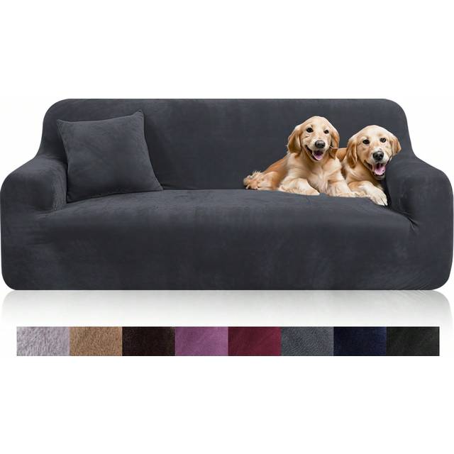 SHEIN Sofa Cover Velvet Plush Thick High Stretch Elastic Fabric L Shape Sofa Slipcover Couch Cover 1 2 3 4 Seater Polyester Spandex Furniture Protector Cove