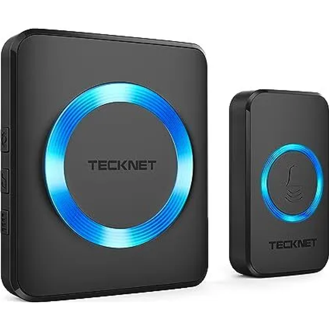 Wireless Door Bell Dual Mains Cordless Plug Loud Long Range Home Black