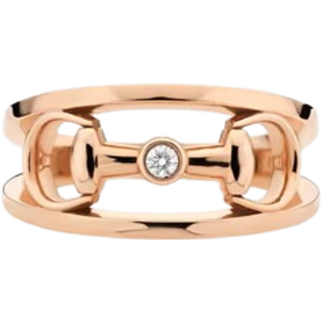 Gucci Horsebit 18ct Rose Gold 0.02ct Diamond Ring - Q.5