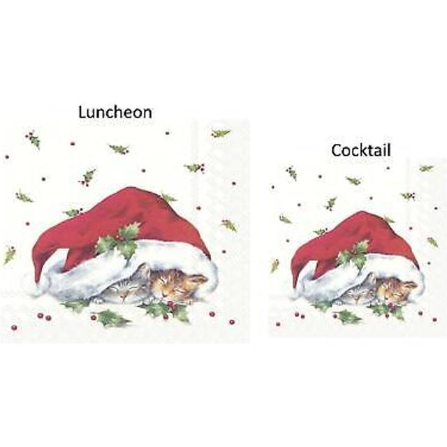 Paper Napkins Sweet Christmas Cats Disposable Festive Cocktail Party Serviettes