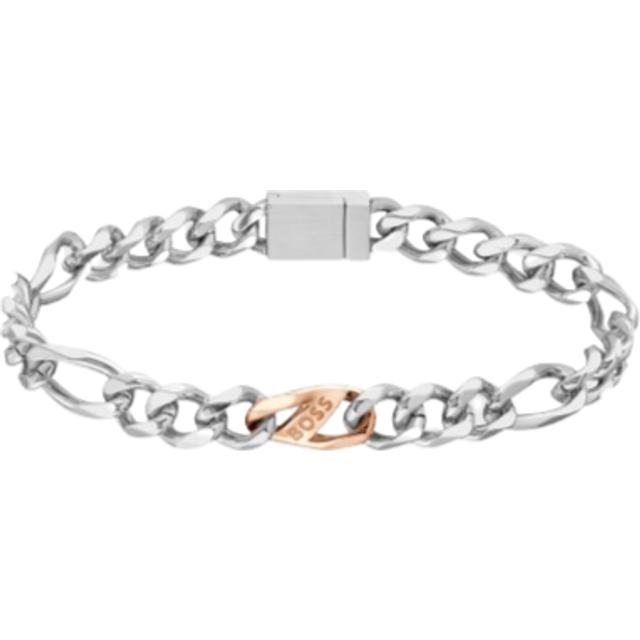 HUGO BOSS Men's Rian Figaro Chain Bracelet, Silver