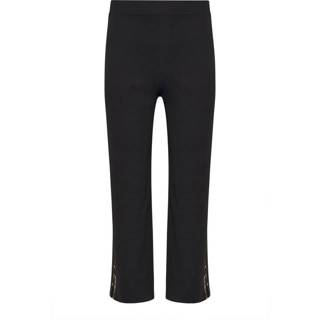 Pixiegirl Black Leopard Print Side Stripe Wide Leg Trousers 8 Pixiegirl | Petite Women's Wide Leg Trousers