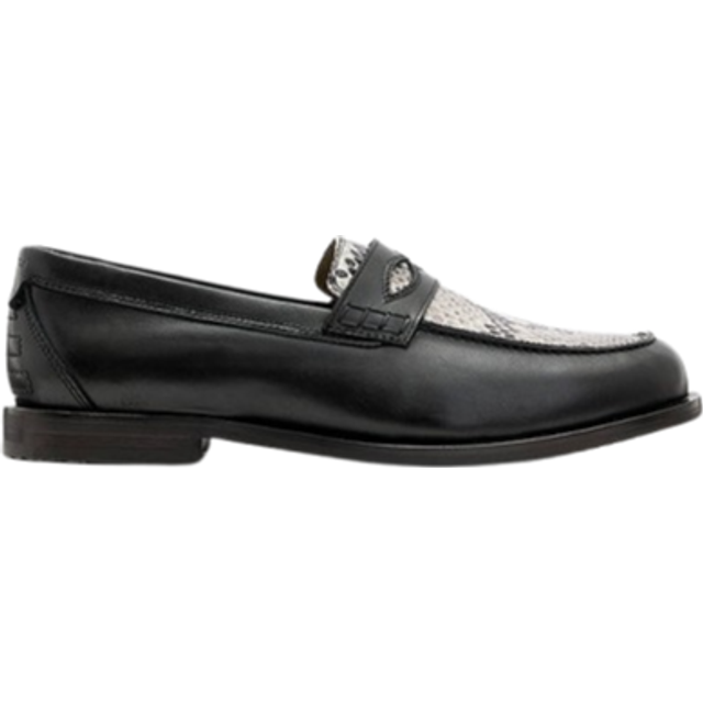 Allsaints Mens Black/grey Harmon Leather Loafers Eur 42 / 8 Uk Men - BLACK/GREY