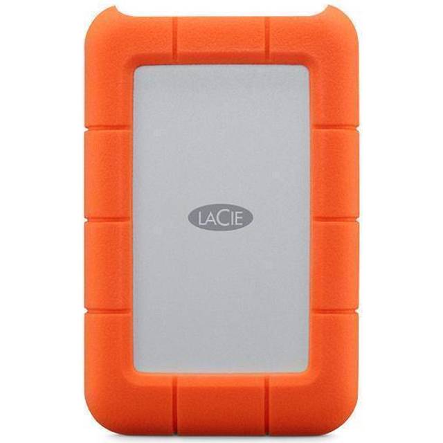 LaCie Rugged USB-C, 4 TB, Bärbar Extern Hårsddisk, stöttålig, damm- och regntålig, för Mac och PC, 1 månad Adobe CC, 2 års Rescue Service (STFR4000800)