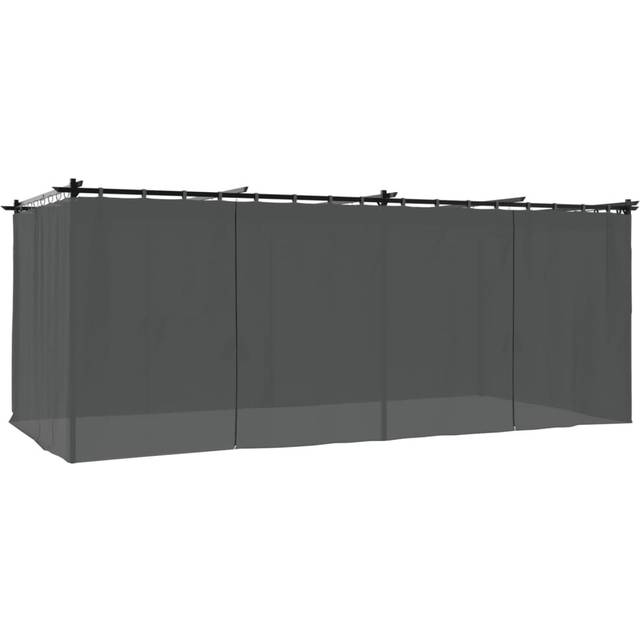 Paviljong med draperi antracit 6x3 m stål