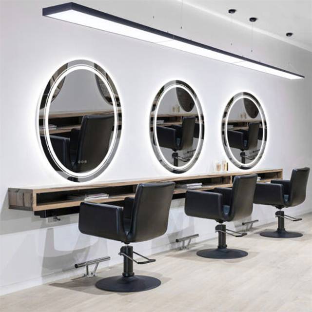 Oval round bathroom illuminated led mirror ip44 touch control & anti-fog pad
