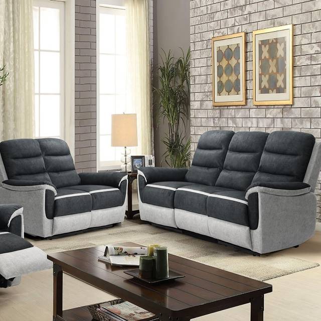 Comfy Living 5 Seater Two Tone Contrast Fabric Recliner Sofa Set - Multi