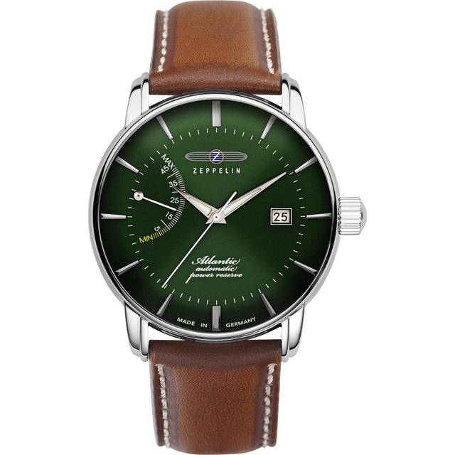 Zeppelin Atlantic Leather Strap Dark Green Dial Automatic 84624 Men's Watch grön