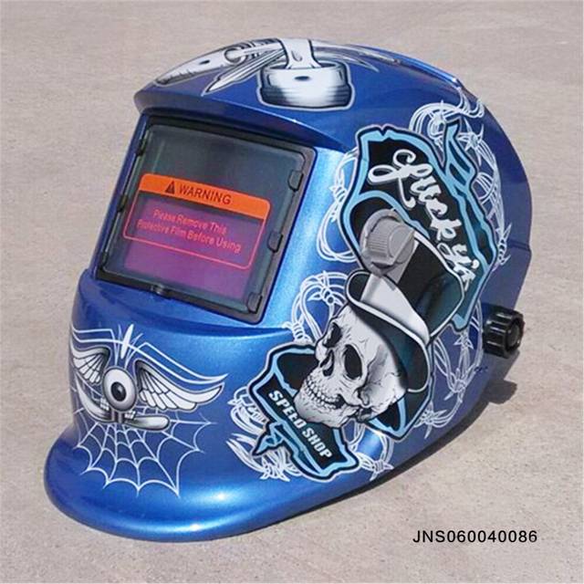 (Helmet blue pirate) Auto Darkening Solar Welding Helmet Welder Lenses