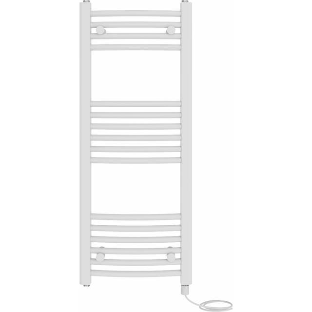 Curved Prefilled Electric Heated Towel Rail - White (100cm H x 40cm W x 4.5cm D)