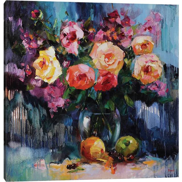 Blossom Festival by Tatyana Yabloed - No Frame Gallery-Wrapped Canvas Giclée on Canvas - Black;Astral Blue;Astronaut;Jordy Blue;M (30.48cm H x 30.48cm W)